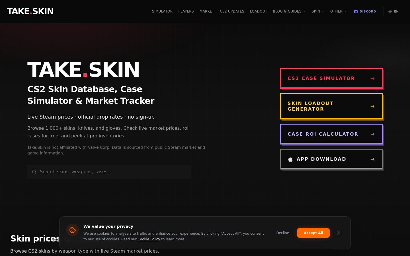 Take.Skin homepage